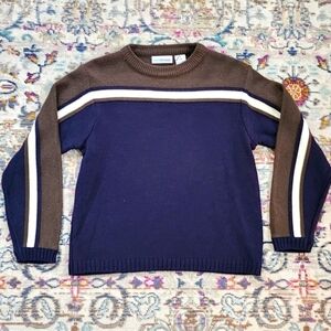 Canyon River Blues Boys Knit Navy/Green Pullover Sweater Winter Fall, sz SM (8)